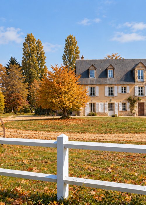 Ferme française aux couleurs d’automne
